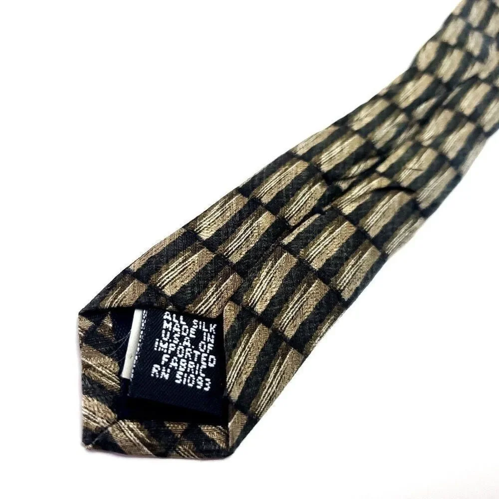 Haggar Collections Beige‎ Silk Tie Woven Long Geometric